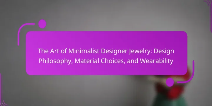 The Art of Minimalist Designer Jewelry: Design Philosophy, Material Choices, and Wearability